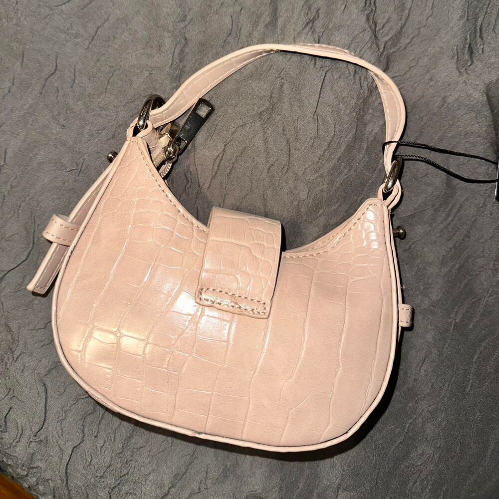 Pretty Little Thing Nude Croc-Embossed Top Handle Shoulder Bag. Make An OFFER! - Picture 2 of 2